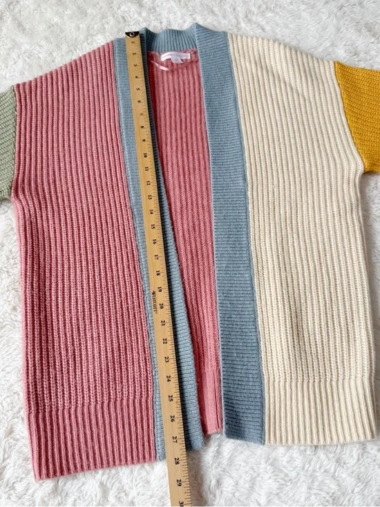 Jillian Harris x Joe Fresh Color Block Open Cardigan Knit Sweater SMALL Cozy - Picture 4 of 7